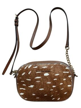 Michael Kors Deer Print Calfhair Camera Crossbody Purse